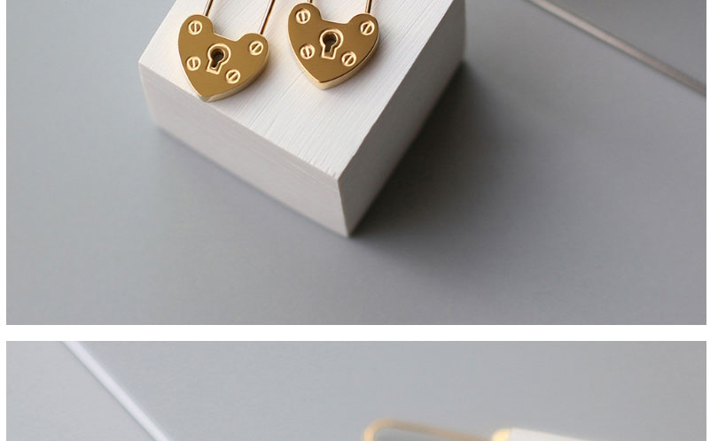 Fashion Gold Color Titanium Steel Gold-plated Color-preserving Love Lock Earrings,Earrings