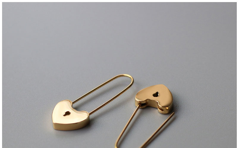 Fashion Gold Color Titanium Steel Gold-plated Color-preserving Love Lock Earrings,Earrings
