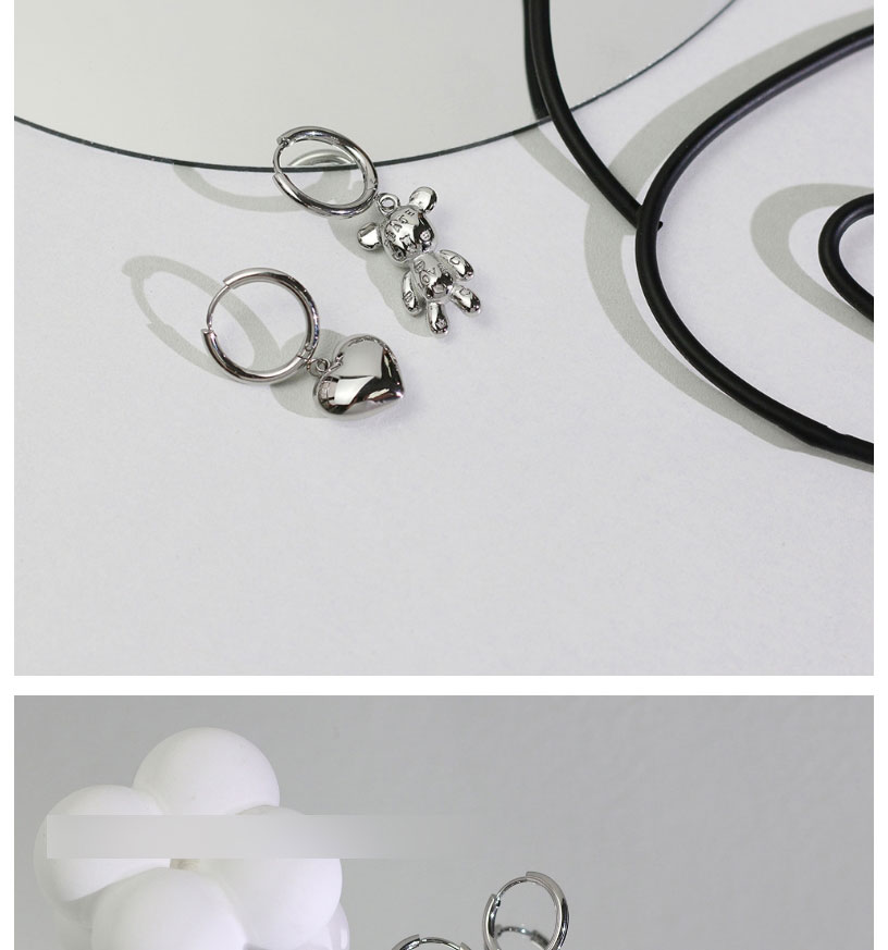 Fashion Silver Color Titanium Steel Love Bear Earrings,Earrings