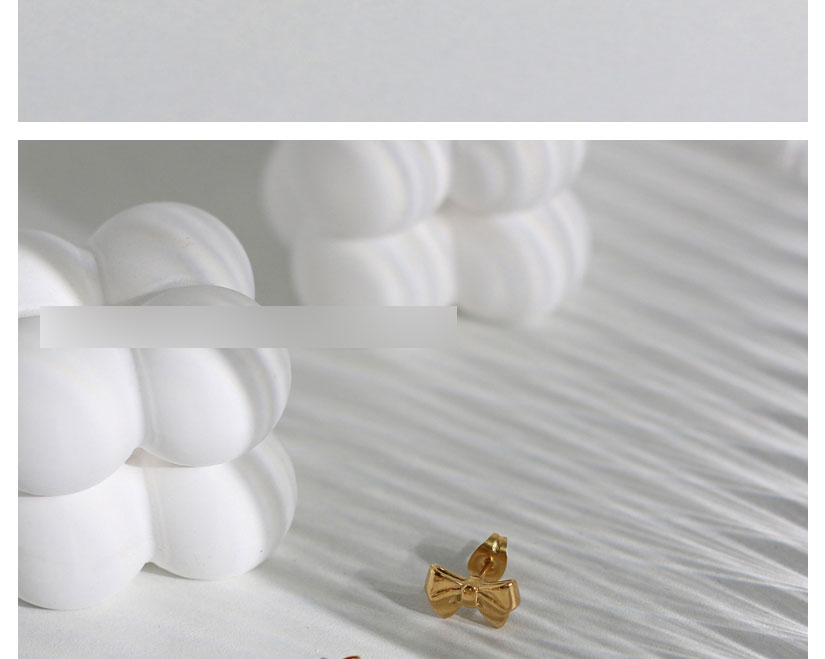 Fashion Gold Color Titanium Steel Gold-plated Bow Stud Earrings,Earrings