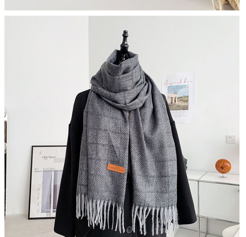 Fashion Light Gray Cashmere Lattice  Fleemere,knitting Wool Scaves