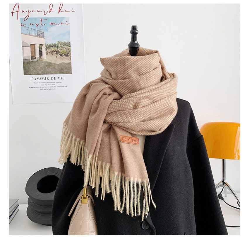 Fashion Apricot Gradient Pyracket Thicker Scarf,knitting Wool Scaves
