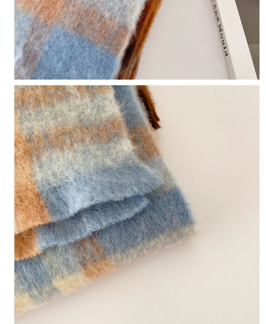 Fashion Blue Plaid Imitation Shell Plaid Scarf  Fleemere,knitting Wool Scaves