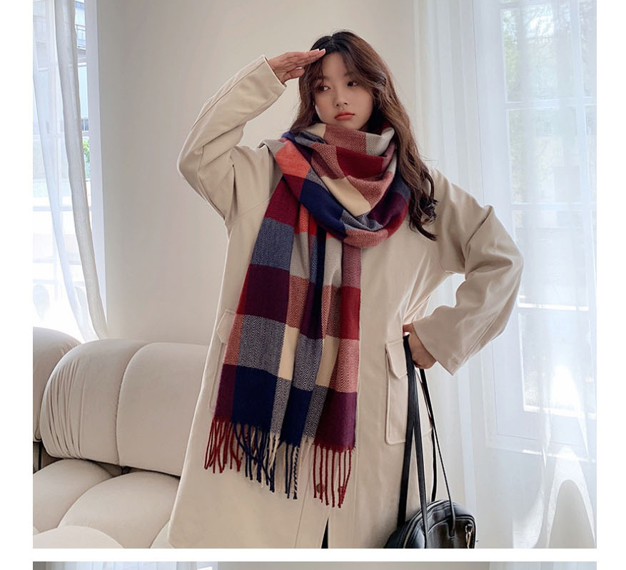 Fashion Red-blue Colorful Graphic Print Flowers Scarf  Acrylic %2f Artificial Wool,knitting Wool Scaves