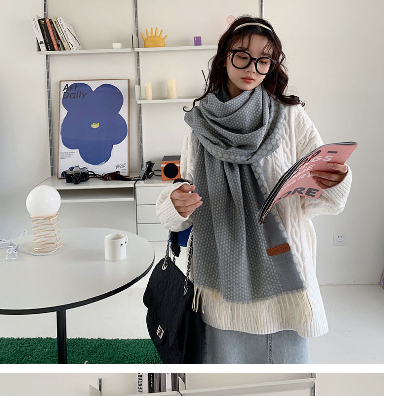 Fashion Khaki Imitation Shell Velvet Wave Point Stream Scarf  Acrylic %2f Artificial Wool,knitting Wool Scaves