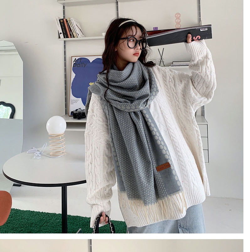 Fashion Coffee Color Imitation Shell Velvet Wave Point Stream Scarf  Acrylic %2f Artificial Wool,knitting Wool Scaves