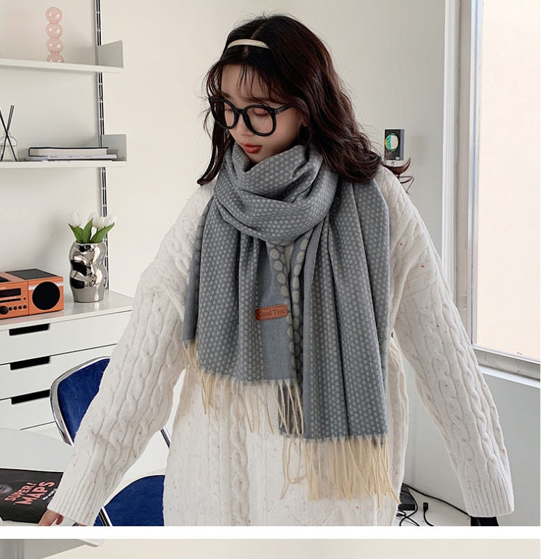Fashion Apricot Imitation Shell Velvet Wave Point Stream Scarf  Acrylic %2f Artificial Wool,knitting Wool Scaves
