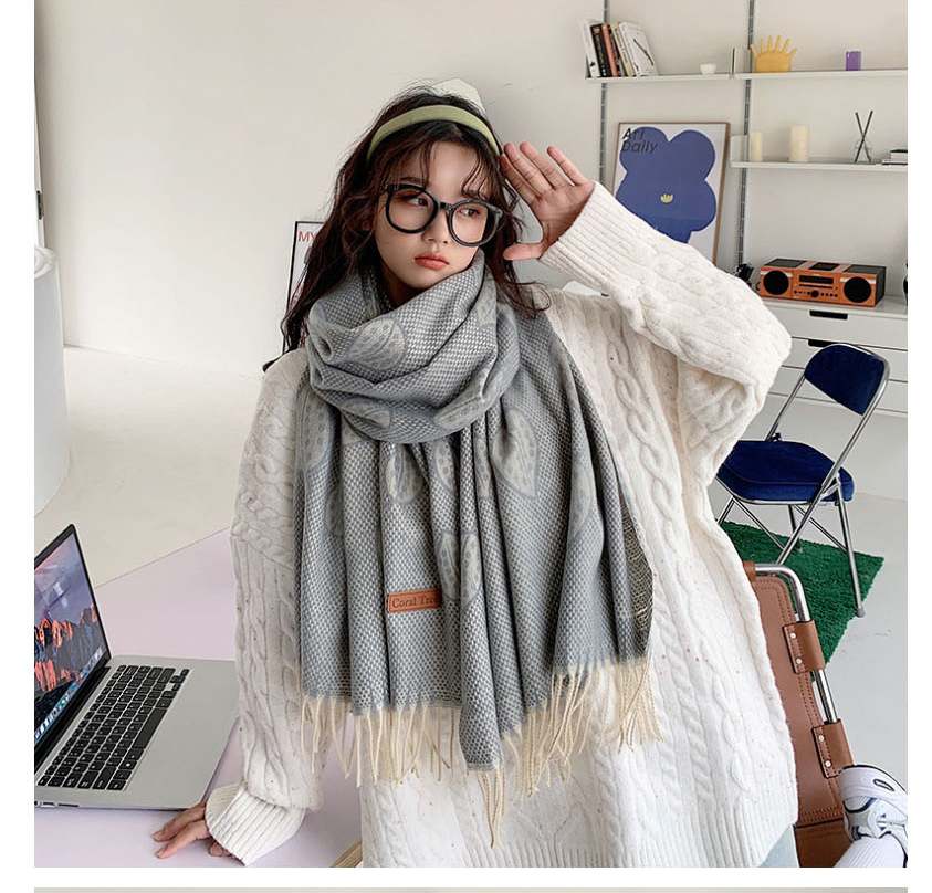 Fashion Coffee Color Dotted Leaf Printed Flow Snap Scarf  Fleemere,knitting Wool Scaves