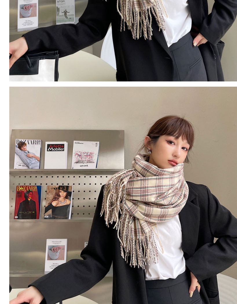 Fashion Card Imitation Fashile Hair Lattice Scarf  Acrylic %2f Artificial Wool,knitting Wool Scaves