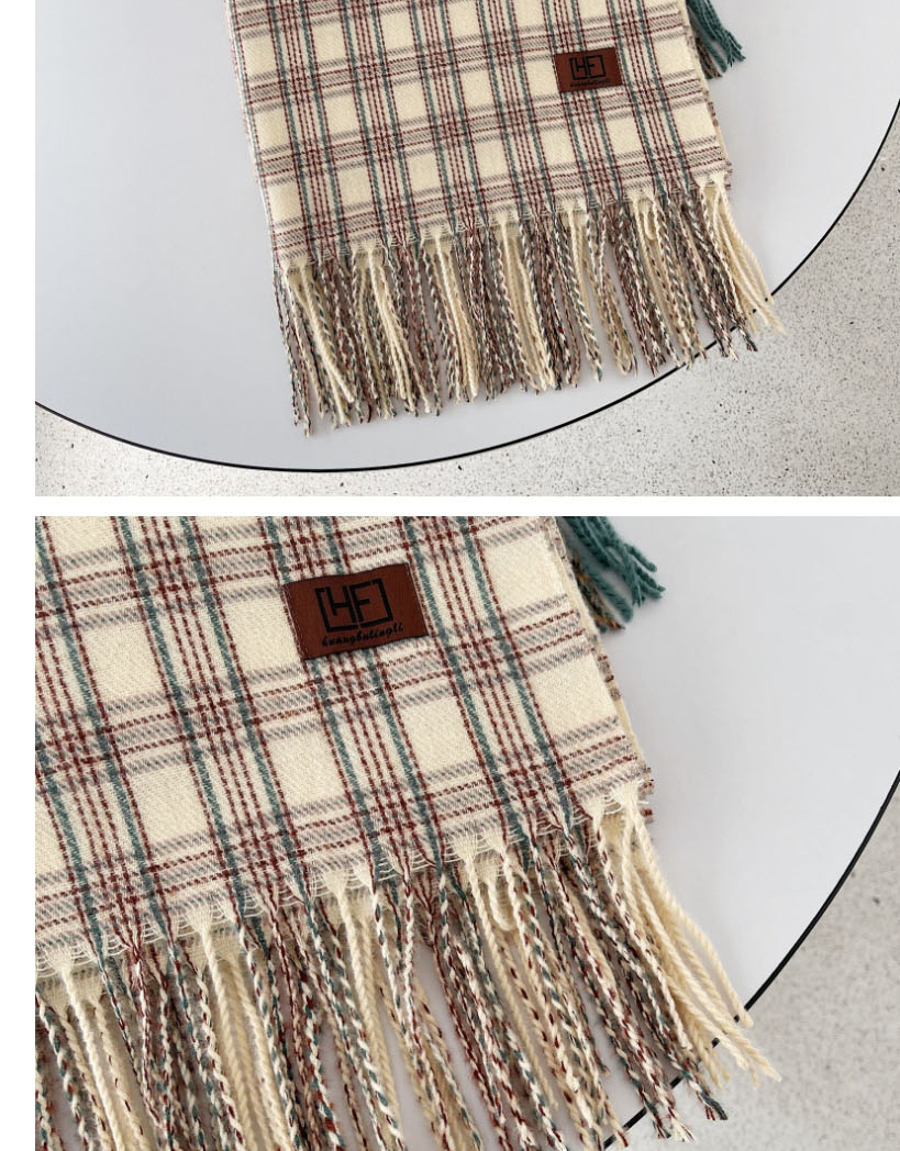 Fashion Beige Imitation Fashile Hair Lattice Scarf  Acrylic %2f Artificial Wool,knitting Wool Scaves