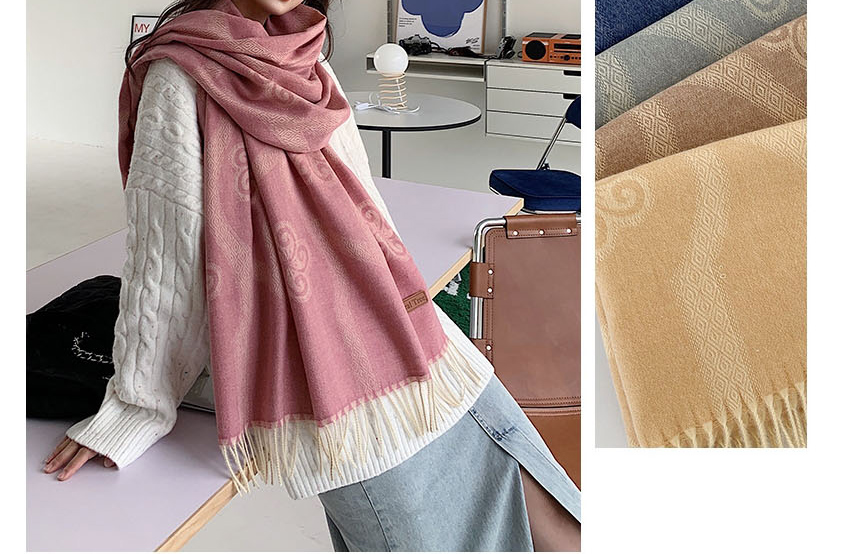 Fashion Pink Imitation Sheaves Printing Silk Scarf  Fleemere,knitting Wool Scaves