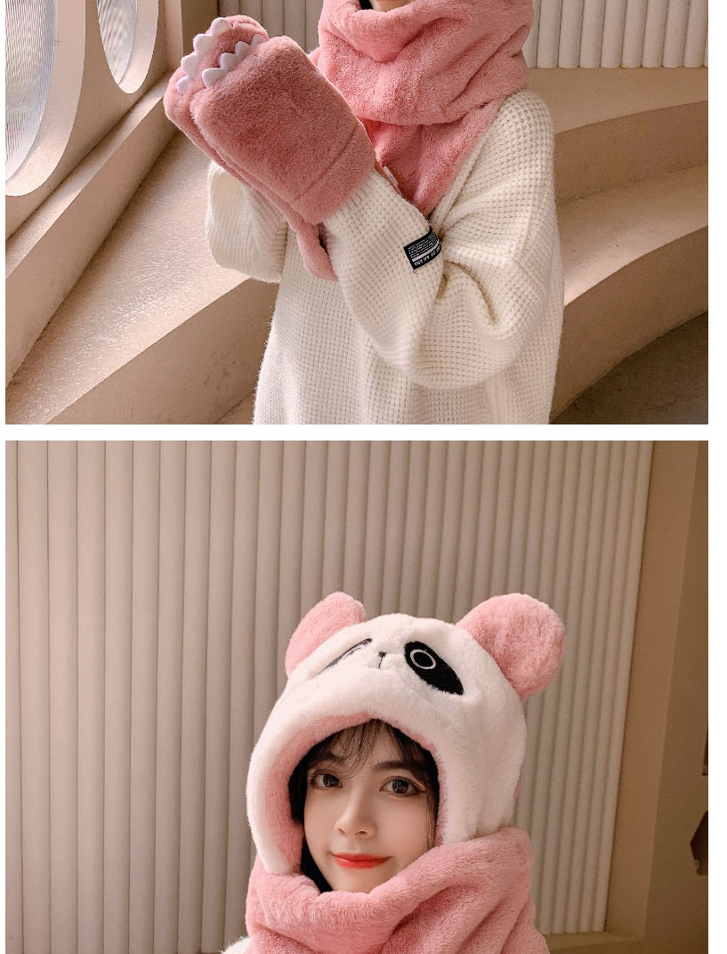 Fashion Army Plus Velvet Embroidery Panda Scarf Gloves Three-piece Set,Beanies&Others