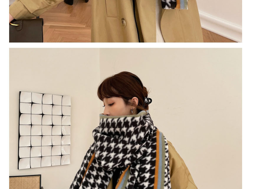 Fashion Vertical Strip Imitation Of The Sheeplvet Grid Wide Scarf  Fleemere,knitting Wool Scaves