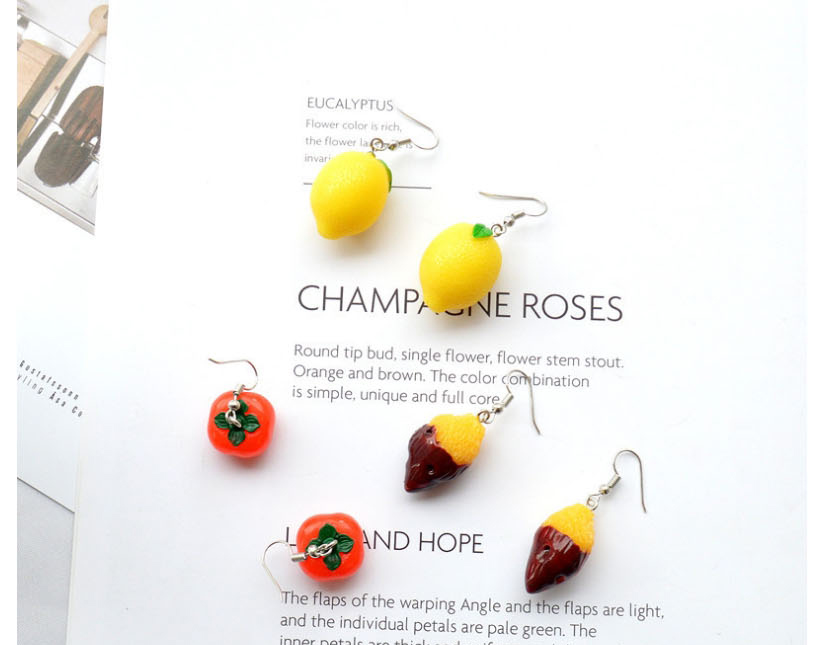 Fashion Lemon Simulation Tomato Lemon Sweet Potato Fruit Earrings,Stud Earrings