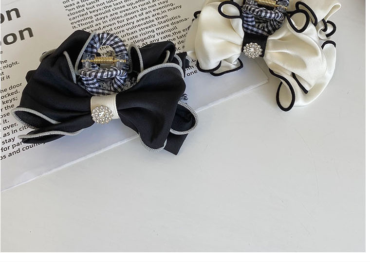 Fashion Black Fabric Bow Lattice Grabbing Clip,Hair Claws