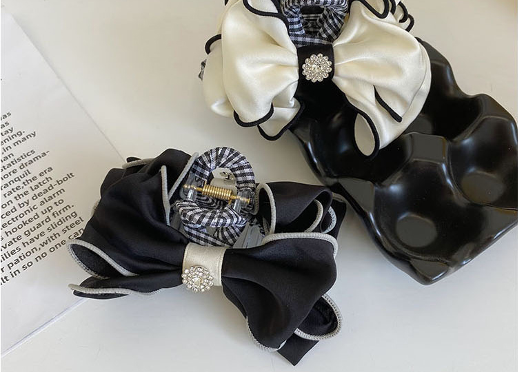 Fashion Black Fabric Bow Lattice Grabbing Clip,Hair Claws