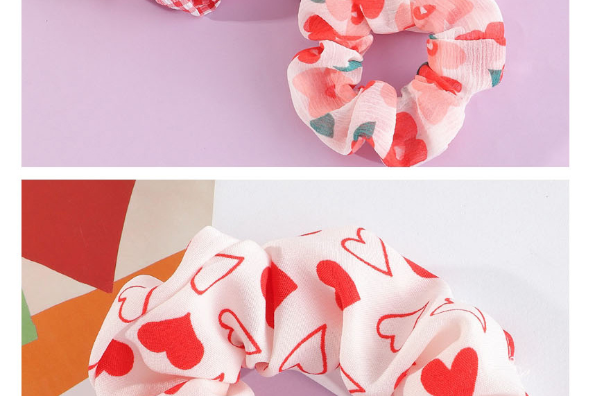 Fashion Small Square Polka Dot Love Flower Checkered Print Pleated Hair Tie,Hair Ring