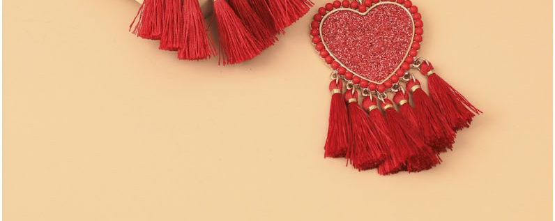 Fashion Red Peach Heart Tassel Stud Earrings,Stud Earrings