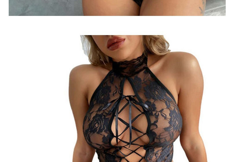 Fashion Clothes Contain Cat Ears Lace Hollow Strap See-through Bodysuit,SLEEPWEAR & UNDERWEAR