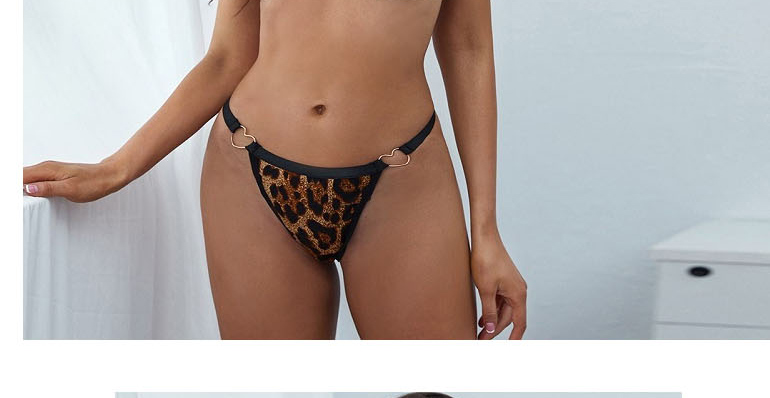 Fashion Leopard Leopard Print Three-point Deep V Underwear Suit,SLEEPWEAR & UNDERWEAR