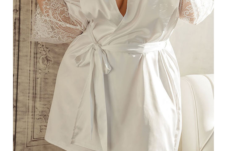 Fashion White Lace Lace Pajamas Nightgown Set,SLEEPWEAR & UNDERWEAR