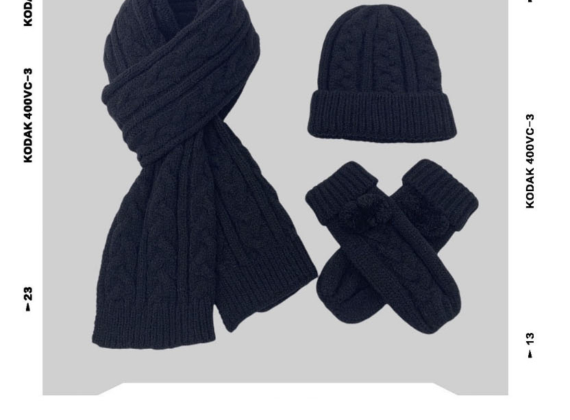 Fashion Black Knitted Twist Scarf Glove Set,knitting Wool Scaves