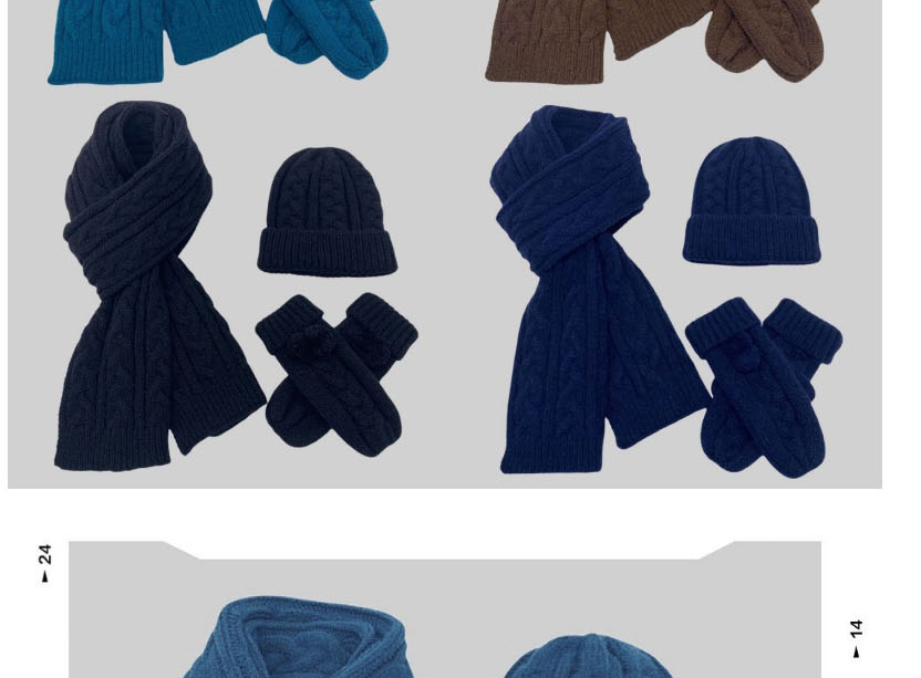 Fashion Lake Blue Knitted Twist Scarf Glove Set,knitting Wool Scaves