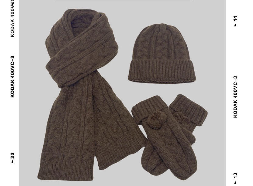 Fashion Brown Knitted Twist Scarf Glove Set,knitting Wool Scaves