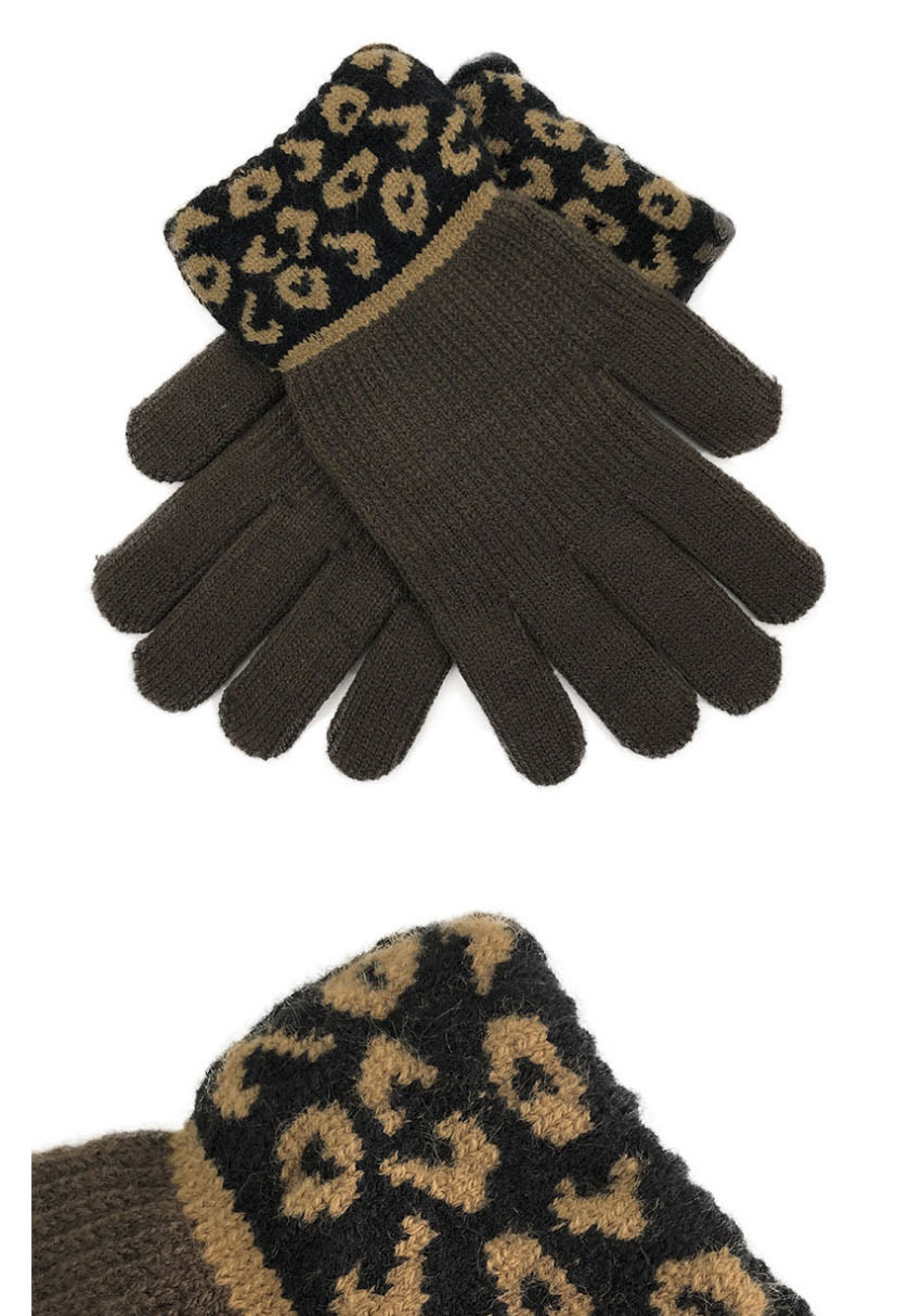 Fashion Leopard Print-suit Leopard Print Woolen Knitted Gloves And Scarf Set,knitting Wool Scaves