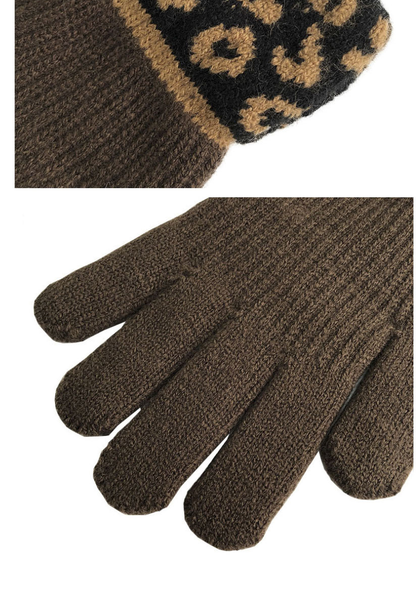 Fashion Leopard Print-suit Leopard Print Woolen Knitted Gloves And Scarf Set,knitting Wool Scaves