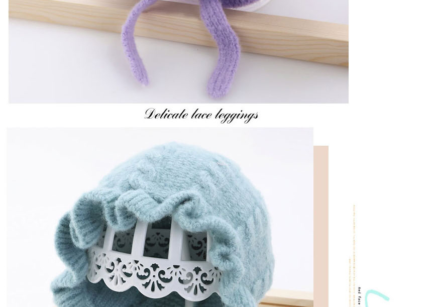 Fashion Blue Wool Knitted Lace Hat,Beanies&Others