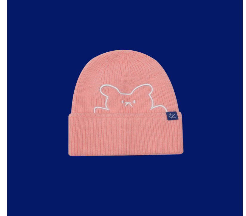 Fashion Pink Bear Embroidered Wool Beanie,Beanies&Others
