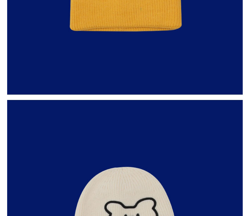 Fashion Yellow Bear Embroidered Wool Beanie,Beanies&Others