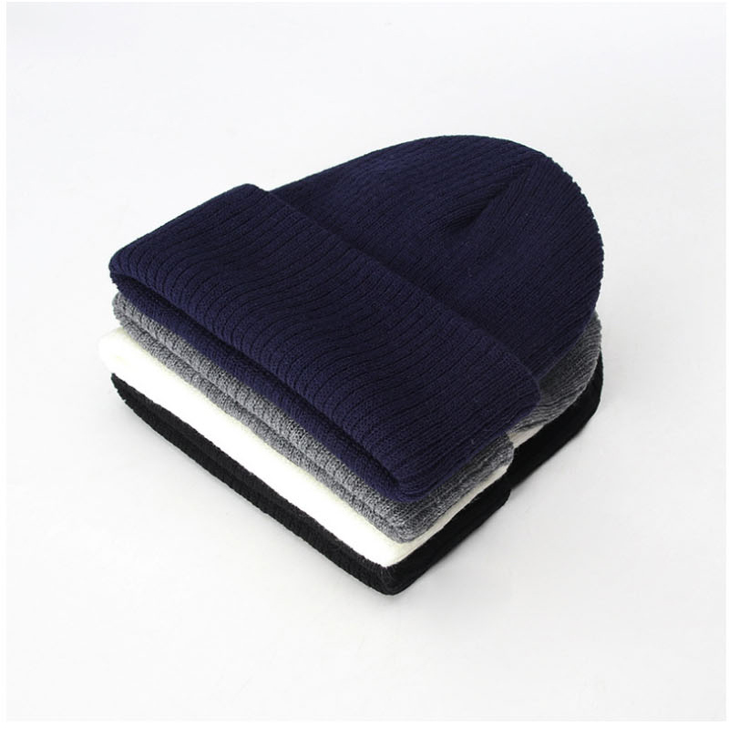 Fashion Navy Solid Color Knitted Pullover Hat,Beanies&Others