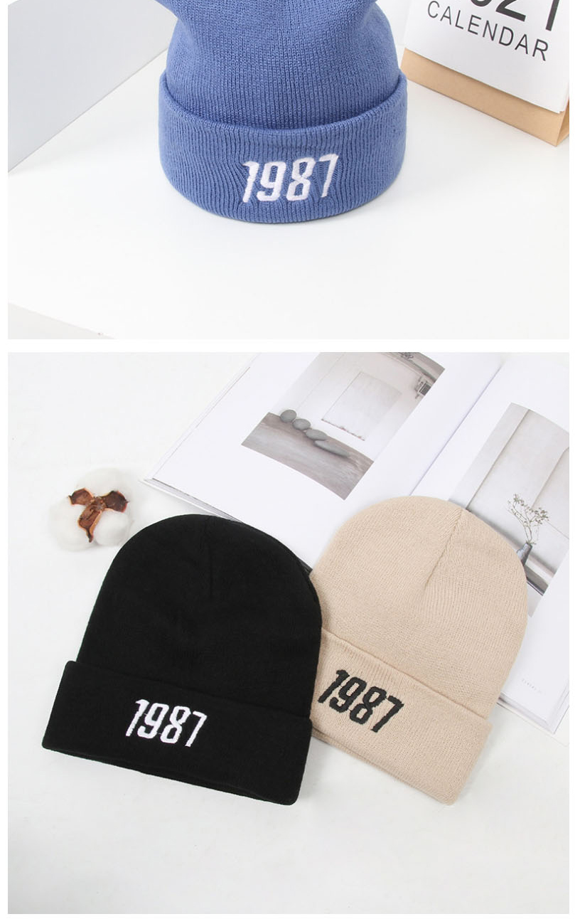 Fashion Blue Digital Embroidery Knit Beanie,Beanies&Others