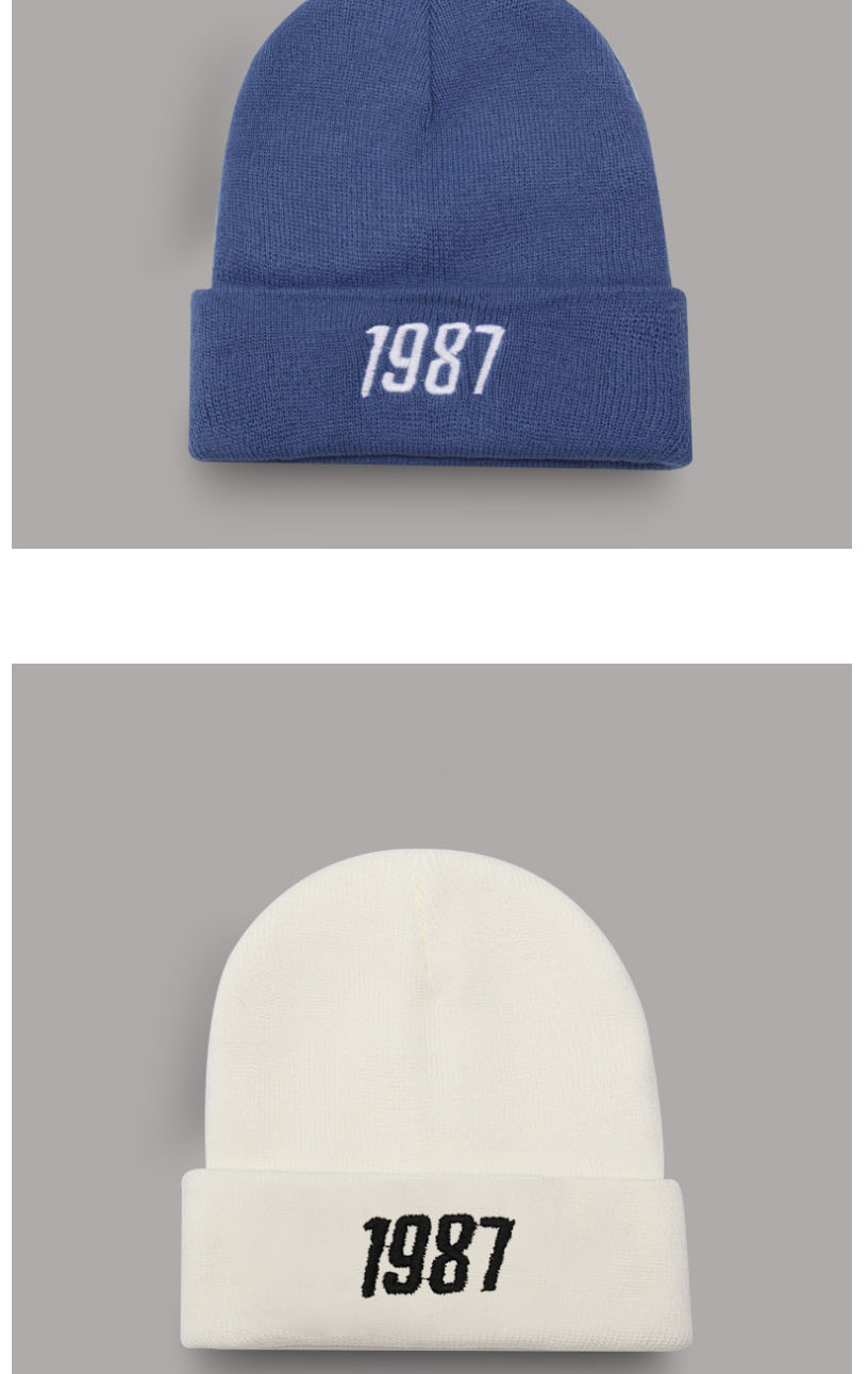 Fashion Navy Digital Embroidery Knit Beanie,Beanies&Others