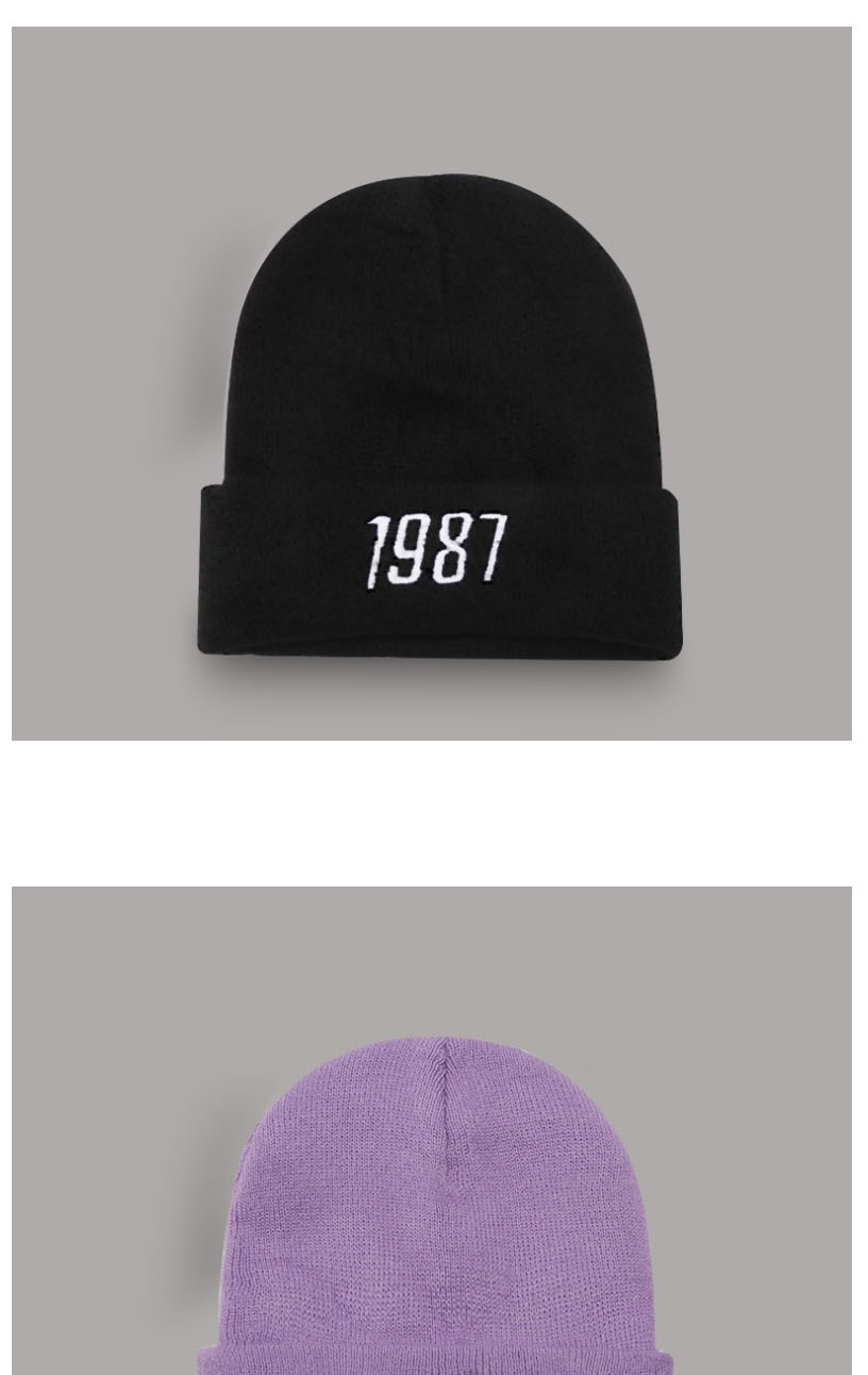 Fashion Black Digital Embroidery Knit Beanie,Beanies&Others