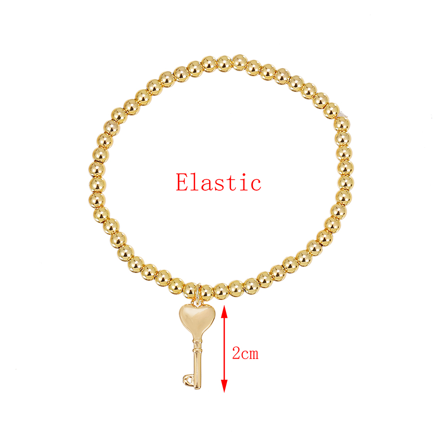 Fashion Gold Copper Inlaid Zircon Beaded Love Lock Bracelet,Bracelets