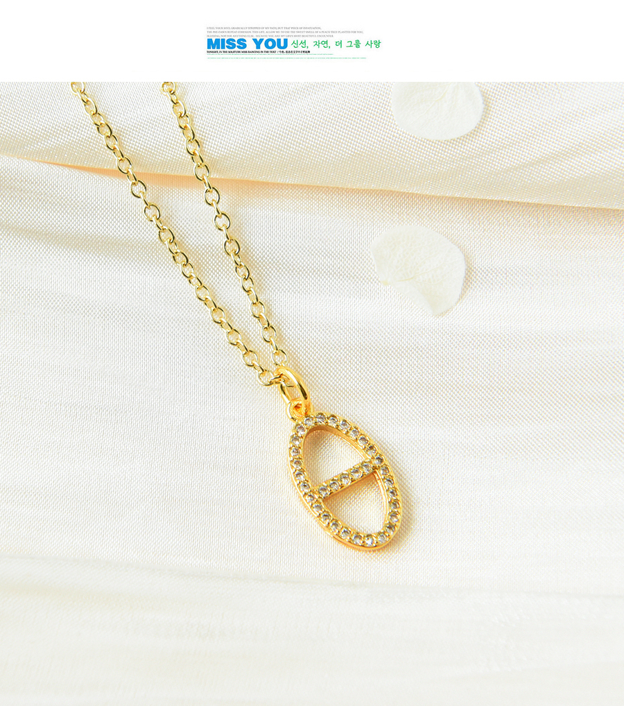 Fashion Gold Copper Inlaid Zircon Geometric Necklace,Necklaces