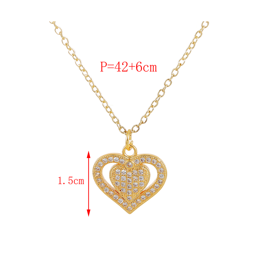 Fashion Gold Copper Inlaid Zircon Heart Necklace,Necklaces