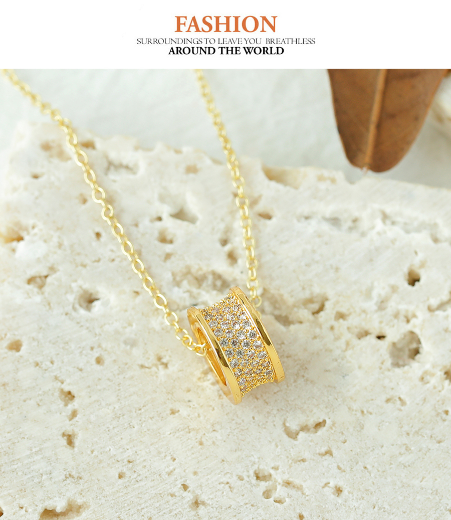 Fashion Gold Copper Inlaid Zircon Ring Necklace,Necklaces