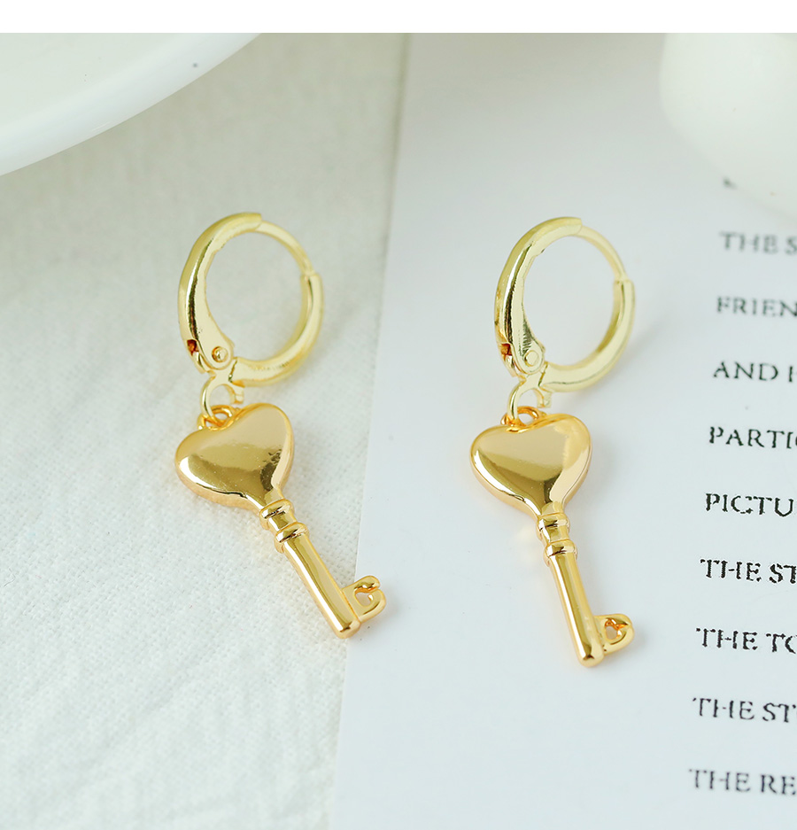 Fashion Gold Copper Key Love Stud Earrings,Earrings