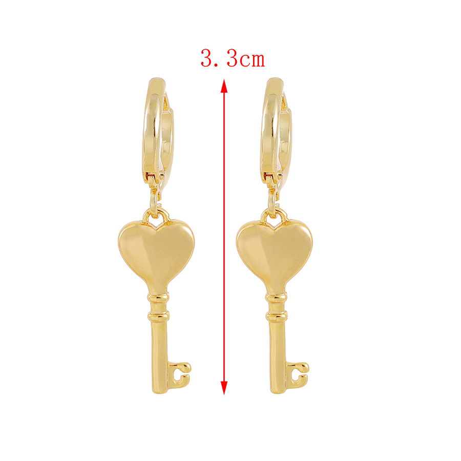 Fashion Gold Copper Key Love Stud Earrings,Earrings
