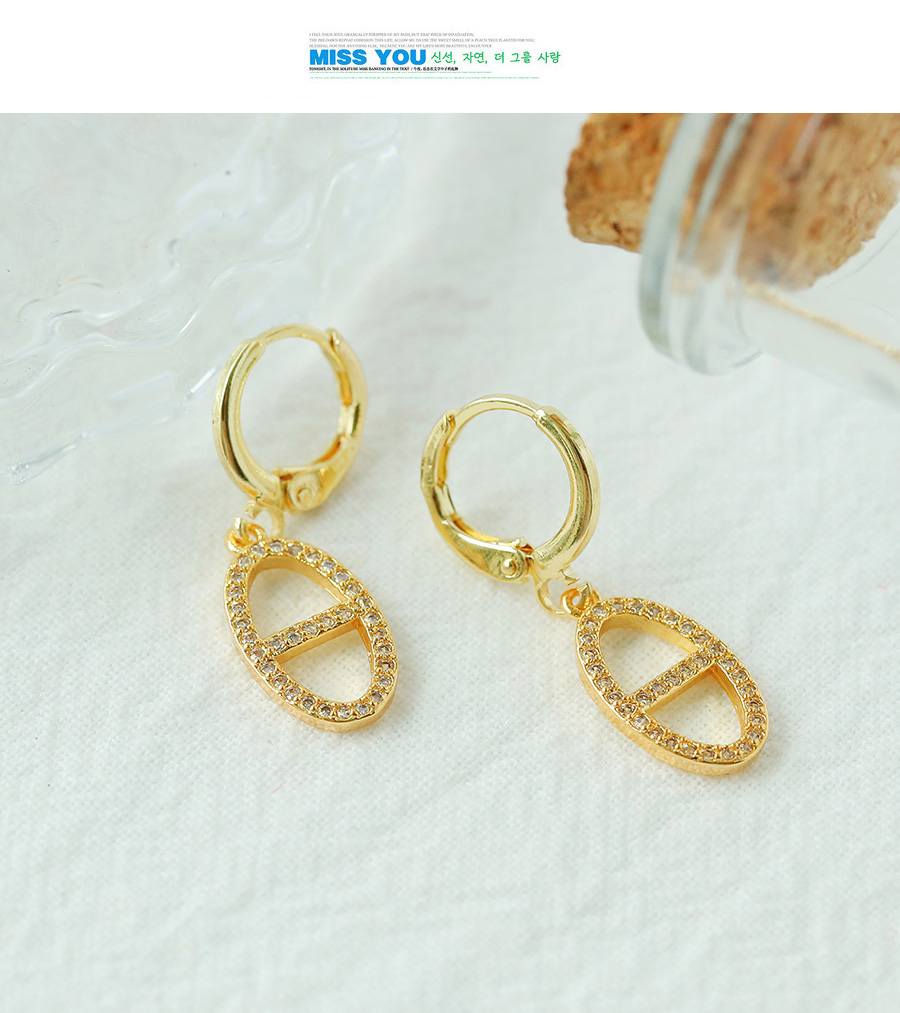 Fashion Gold Copper Inlaid Zircon Geometric Earrings,Earrings