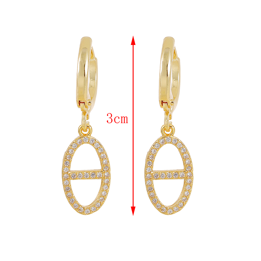 Fashion Gold Copper Inlaid Zircon Geometric Earrings,Earrings