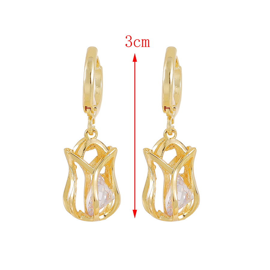Fashion Gold Copper Inlaid Zircon Flower Earrings,Earrings