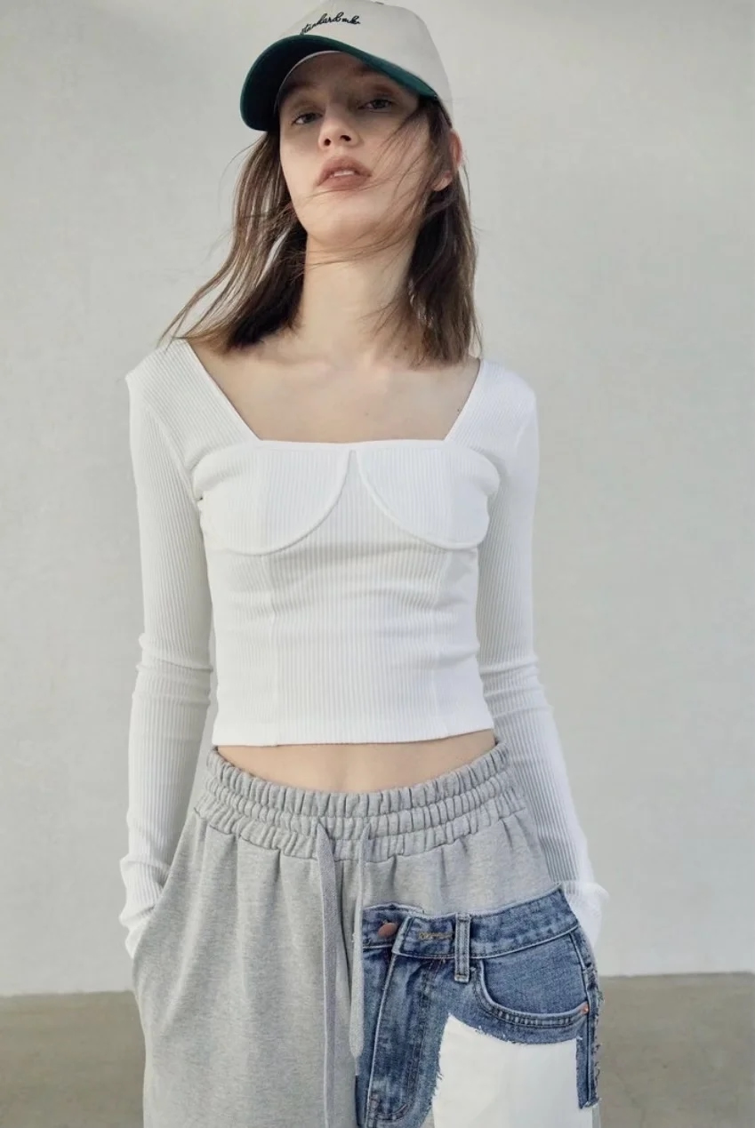 Fashion White Square Neck Knitted Top,Tank Tops & Camis