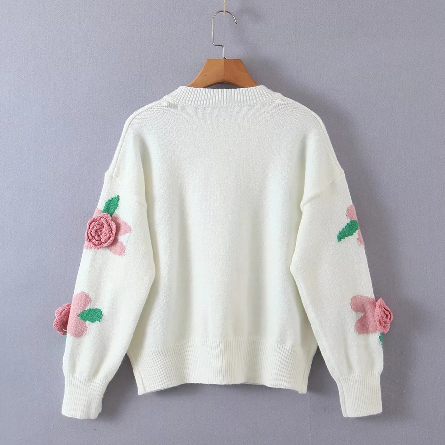 Fashion Black Hand-embroidered Sweater Coat With Flowers,Coat-Jacket