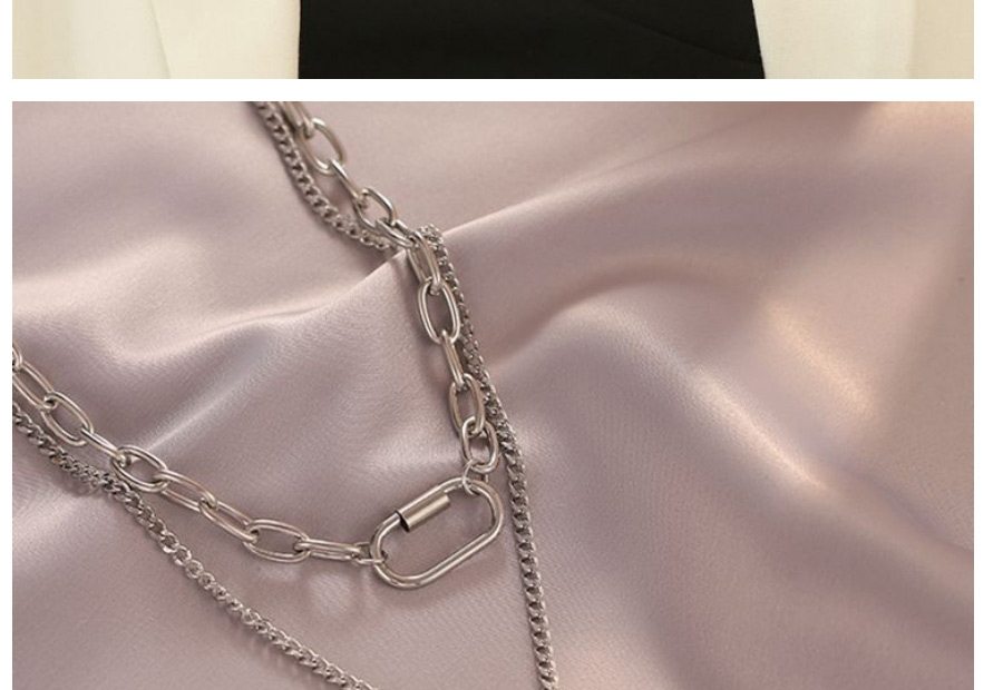 Fashion Silver Color Titanium Steel Square Brand Double-layer Necklace,Necklaces