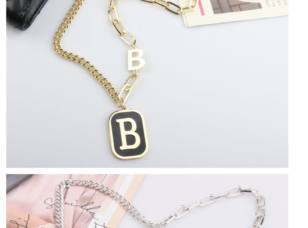 Fashion Silver Color Titanium Steel Thick Chain Letter Necklace,Necklaces